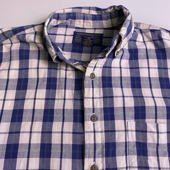 Abercrombie & Fitch Other - 90s Abercrombie Fitch BIG Shirt M Mens L/S Button Down Blue Plaid Grunge VGUC